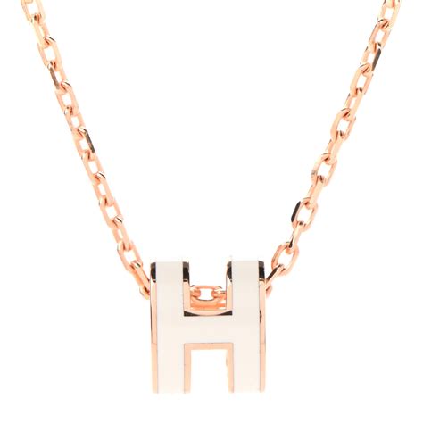 hermes mini pop h pendant rose gold & blanc|hermes pop h necklace price.